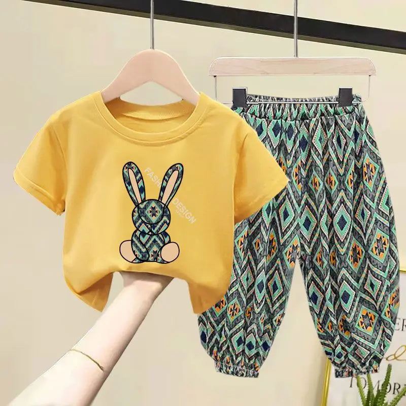 Kids Girls Korean Style Summer Two-piece Clothing Set