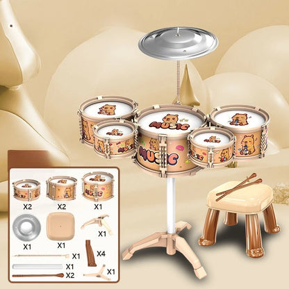 Kids Musical Instruments Toy- Mini Jazz Drum Set with Stool