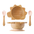 Baby Wooden Tableware Set with Silicone Suction Handle childrensterritory