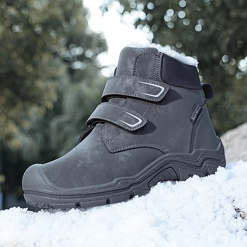 Kids Suede Fashion High Top Hook And Loop Warm Shoes childrensterritory