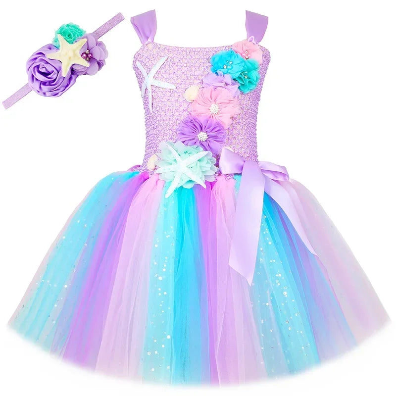 Girls Mermaid Style Tutu Princess Birthday/Halloween Party Dresses