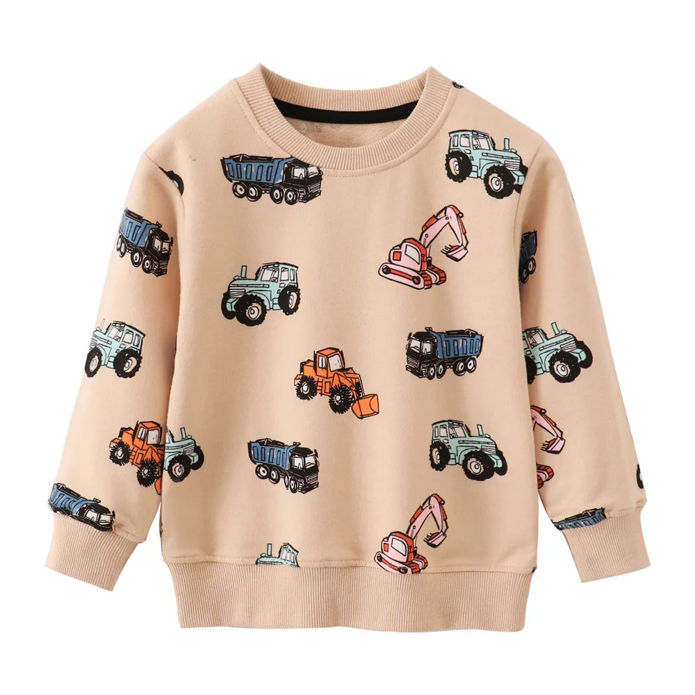 Cartoon Animal Print Long Sleeve Kids Boys Sweatshirts