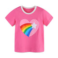 Little Girls Cartoon Hearts Rainbow Design Cotton T-shirt childrensterritory