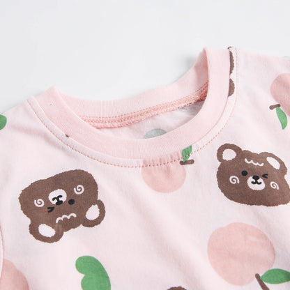 Baby Cartoon Print Short Sleeve Cotton Bodysuits childrensterritory