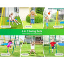 6 in 1 Kids Heavy-Duty Metal Swing Sets for Backyard