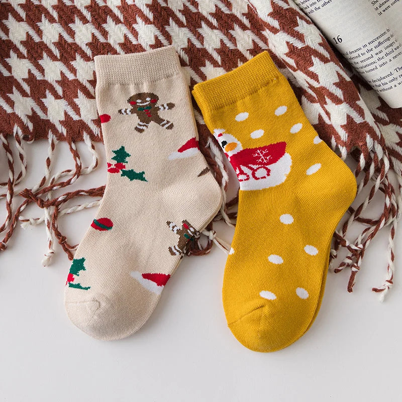 Kids Cartoon Print 5 Pairs Winter Socks childrensterritory
