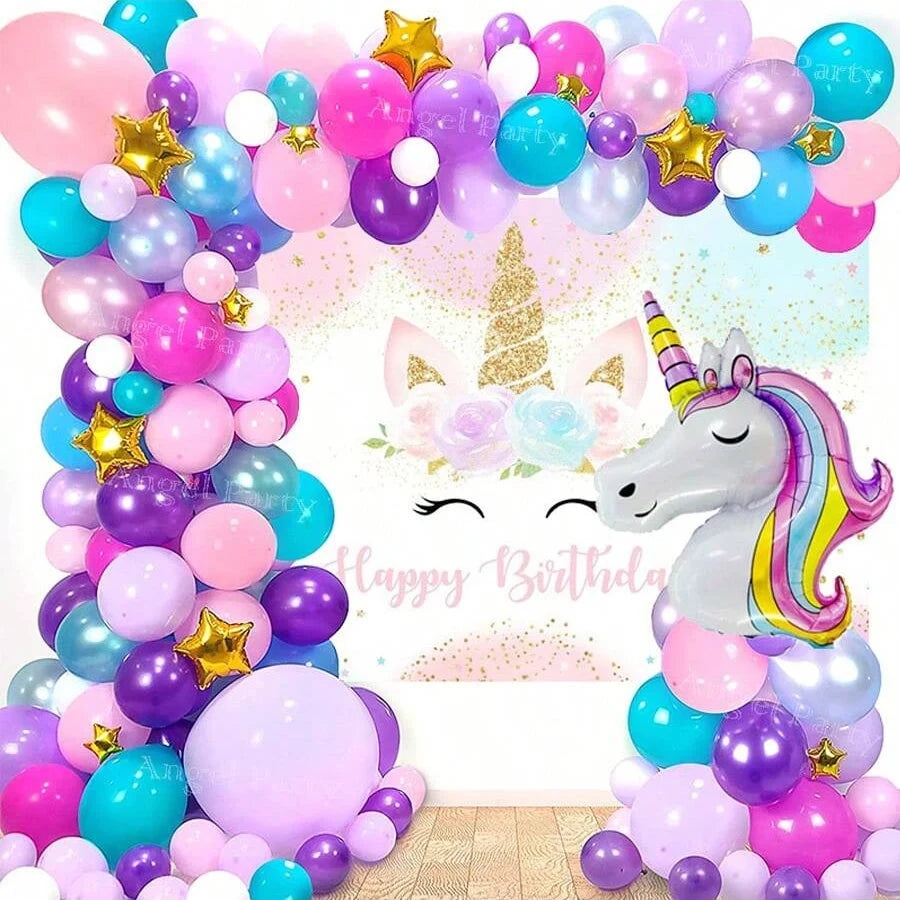 Unicorn &amp; Colorful Rainbow Balloons Garland Arch Kit