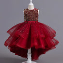 Kids Girls Princess Sequins Party Dresses with Trailing