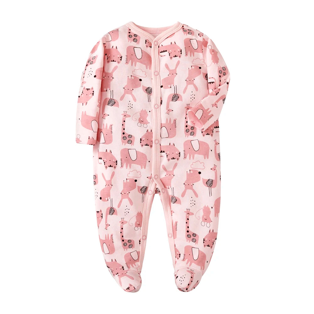 Soft Cotton Warm Printed Baby Overall Zipper Rompers