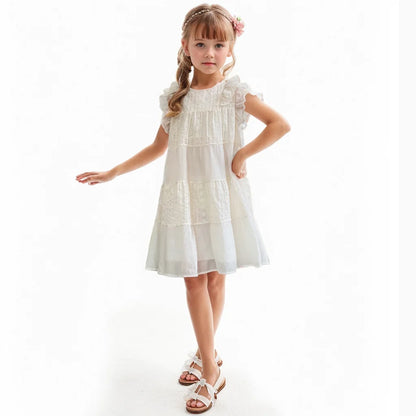Young Girls Floral Embroidery Summer Party Dress childrensterritory