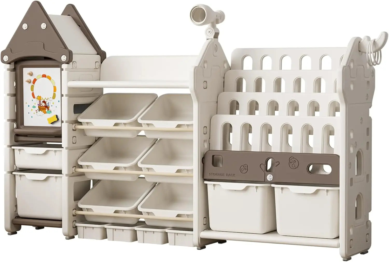 Kids Magic Castle Design Toy Storage Organizer with Telescope