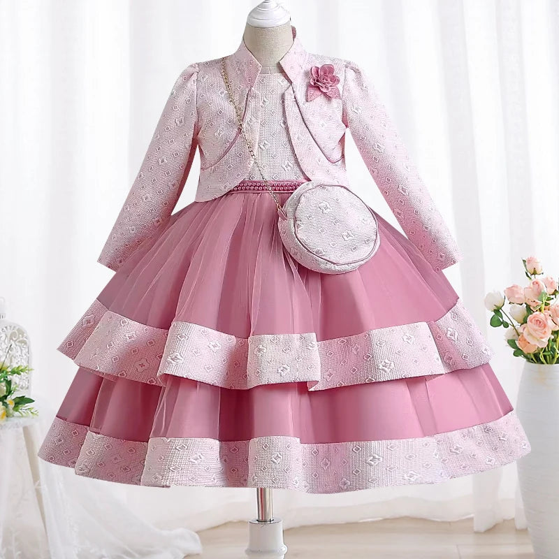 Elegant Long Sleeve Girls' Embroidery Flower Dresses