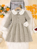Girls’ Elegant Winter Dresses with Collar Design childrensterritory