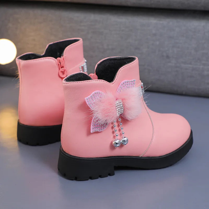 Princess Girls Mid Length Boots With Designer Bows childrensterritory