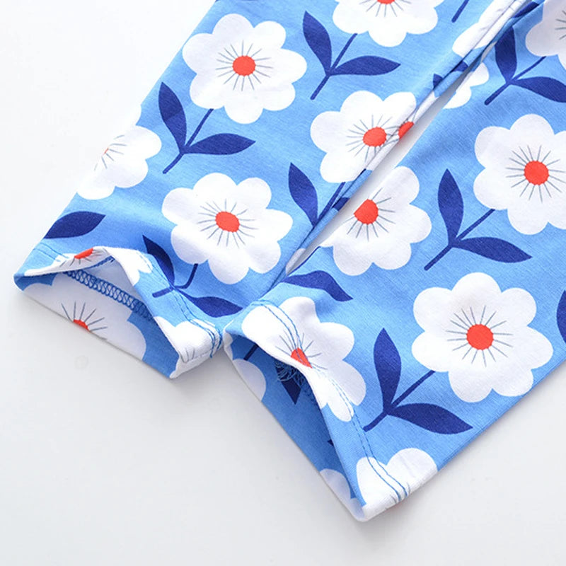 Flower Print Kids Girls Comfortable Cotton Trousers