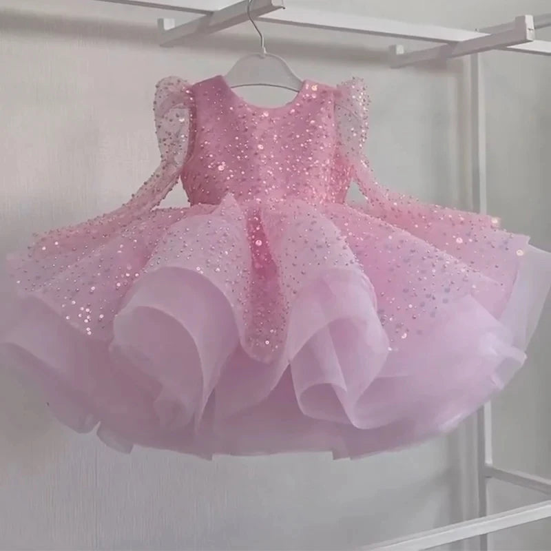 Kids Girls Gorgeous Sequin Fluffy Birthday/Performance Dress childrensterritory