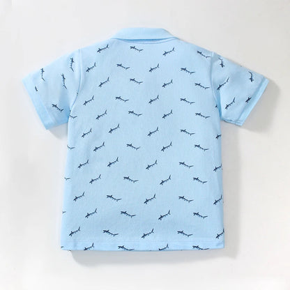 Kids Boys Cartoon Sharks Print Casual Summer T-Shirts childrensterritory