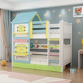 Kids Designer Wooden Bunk Bed Frame with Storage childrensterritory