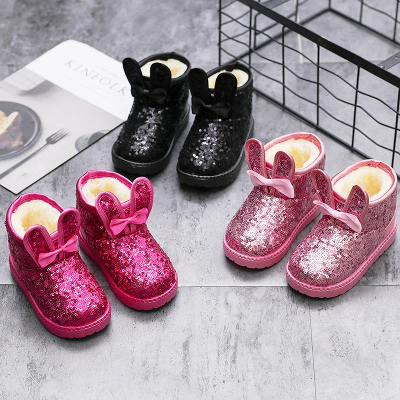 Kid Girls Non-slip Warm Sequin Snow Boots childrensterritory