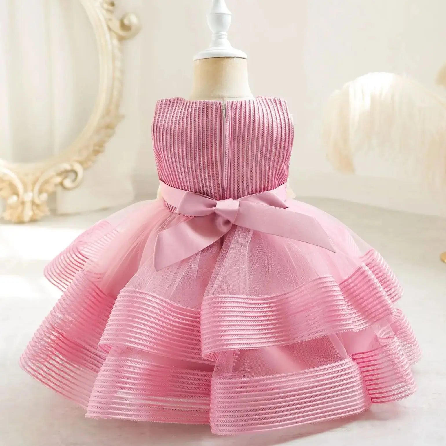 Baby Girls' Half-Sleeves Flower Design Party Dresses