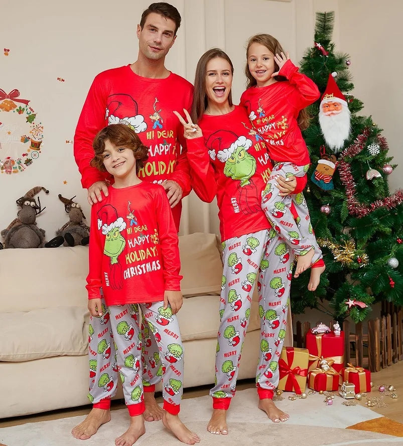 GRC Cartoon Print Matching Christmas Family Pajamas childrensterritory