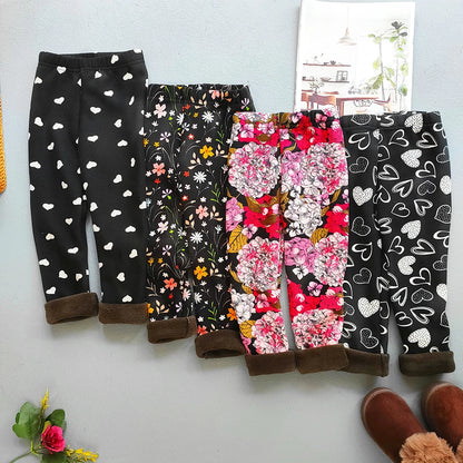 Plus Velvet Printed Kids Girls Winter Leggings childrensterritory