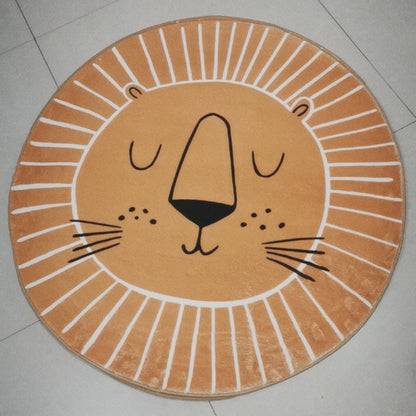 Lion Cartoon Design Round Shape Play Mat for Living Room, Bedroom childrensterritory