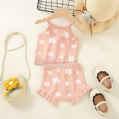 Toddler Girl 2Pcs Sleeveless Floral Outfit Set childrensterritory