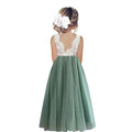 Kids Girls Flower Lace Design Princess Party Dresses for Summer childrensterritory