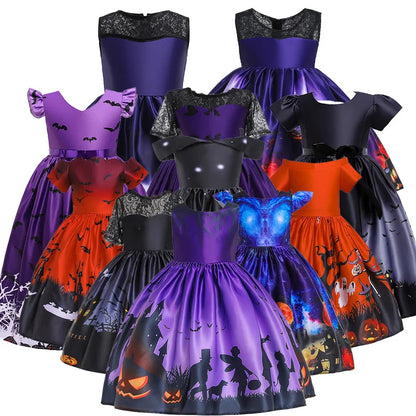 Vampire Pumpkin Print Halloween Costume for Kids Girls