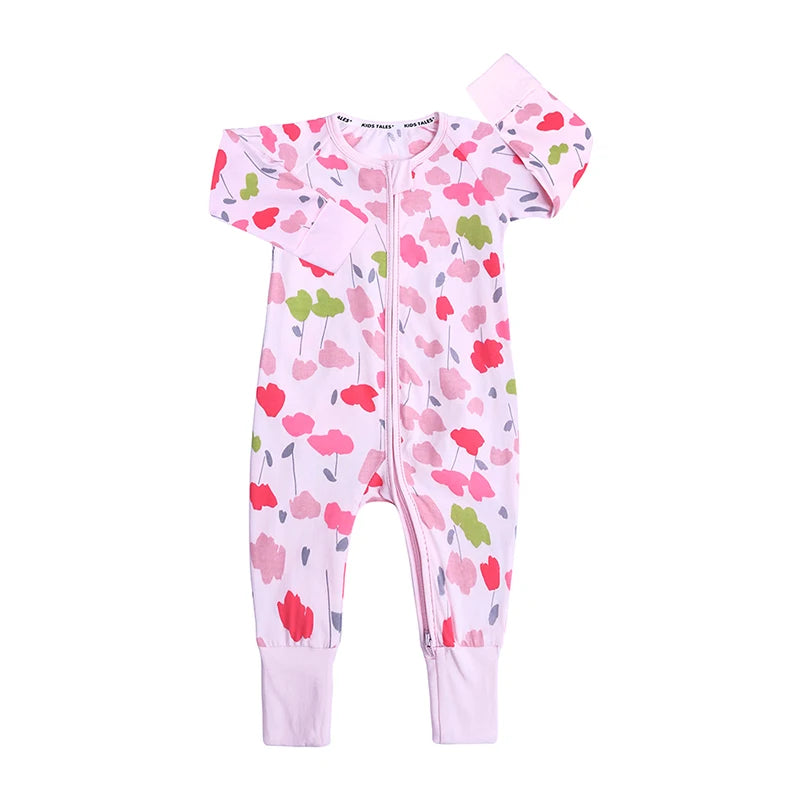 Long Sleeves Printed Baby Girl/Boy Zipper Bodysuits