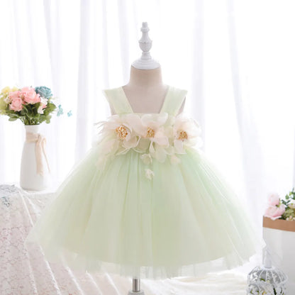 Toddler Girl Flower Decorated Tulle Wedding Party Dresses childrensterritory