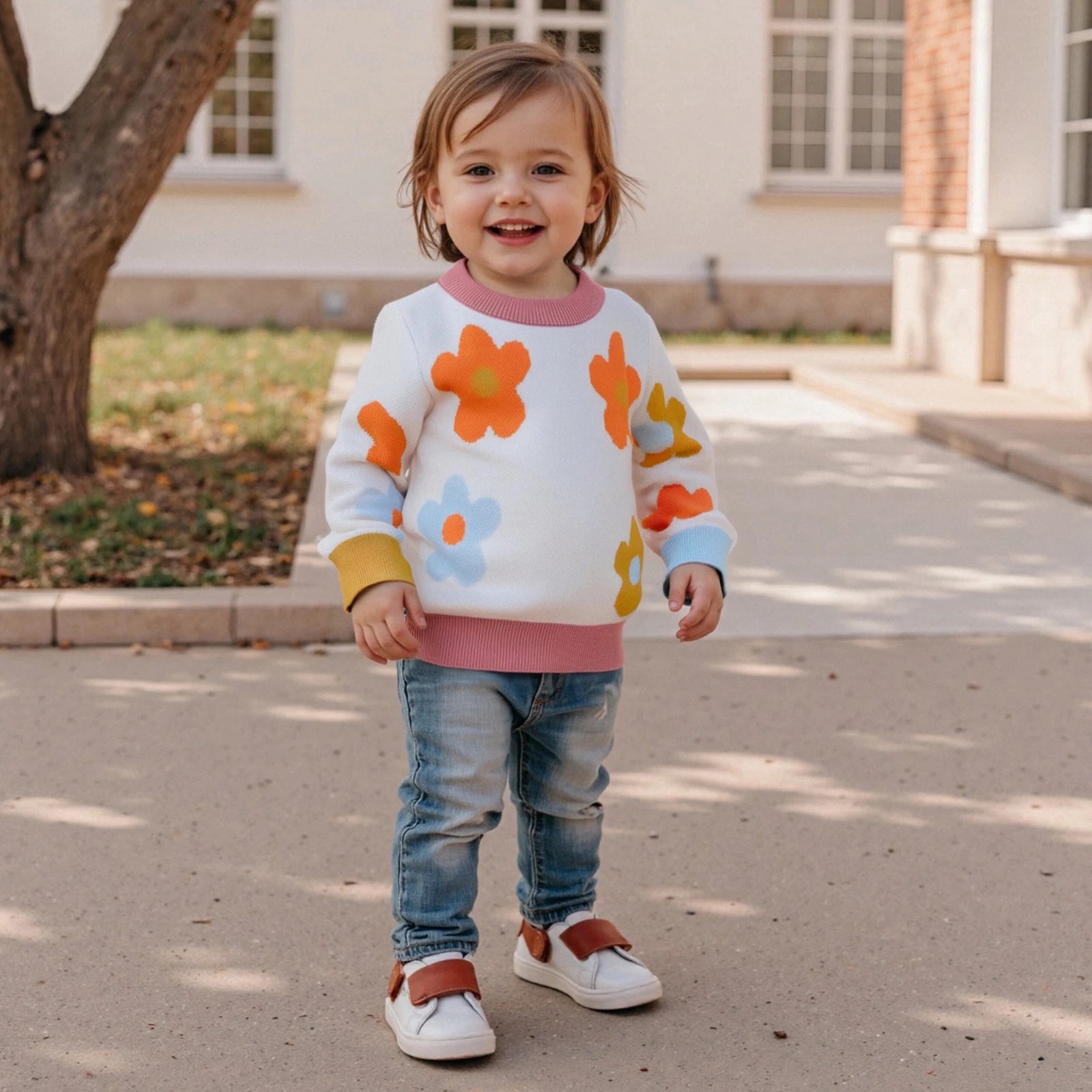 Baby Girl Floral Print Knit Sweaters