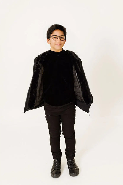 Two Layer Thick Warm Fur Winter Hoodie for Teen Boys childrensterritory
