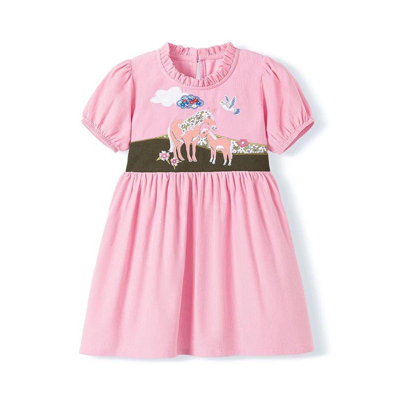 Collar Design Flower Print Summer Dresses for Girls childrensterritory
