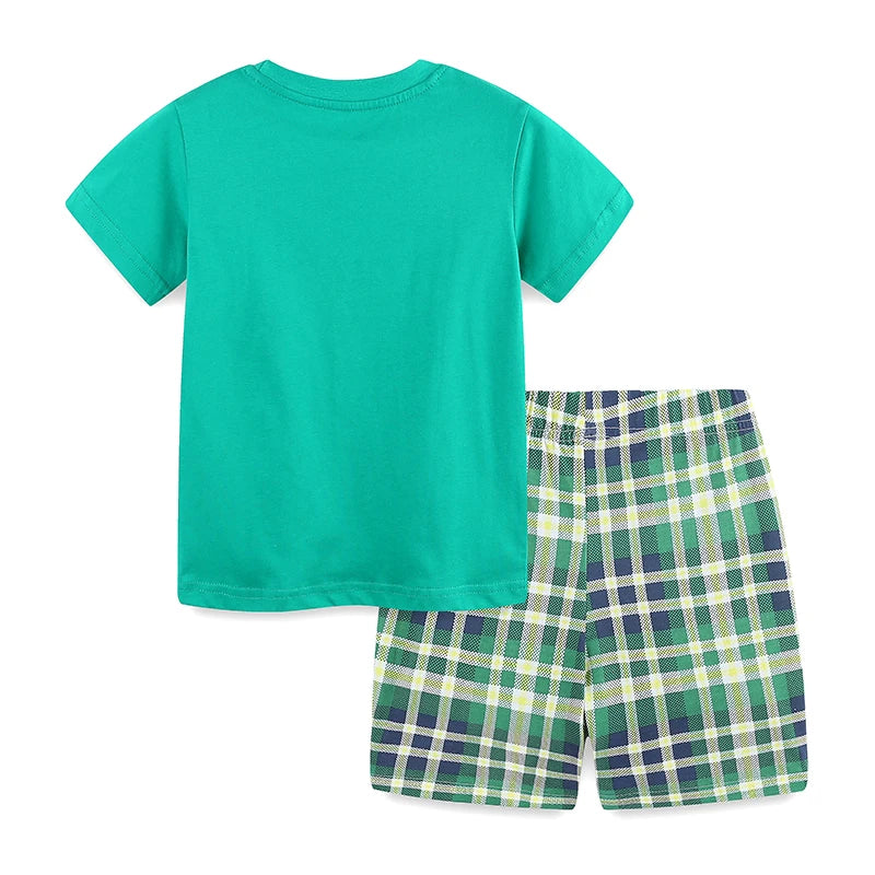 Boys Casual Cartoon Print Summer Clothing Set childrensterritory