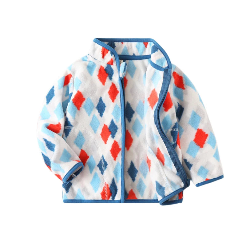 Printed Soft Fleece Kids Zipper Outerwear for Boys Girls childrensterritory