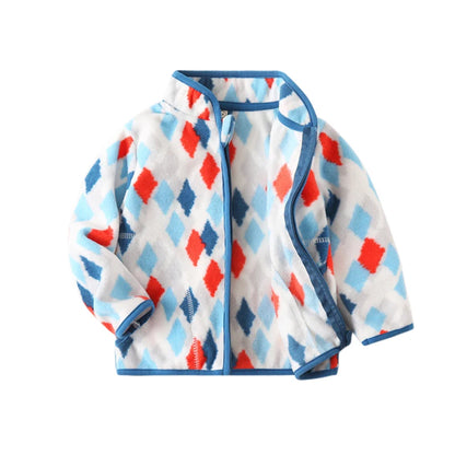 Printed Soft Fleece Kids Zipper Outerwear for Boys Girls childrensterritory