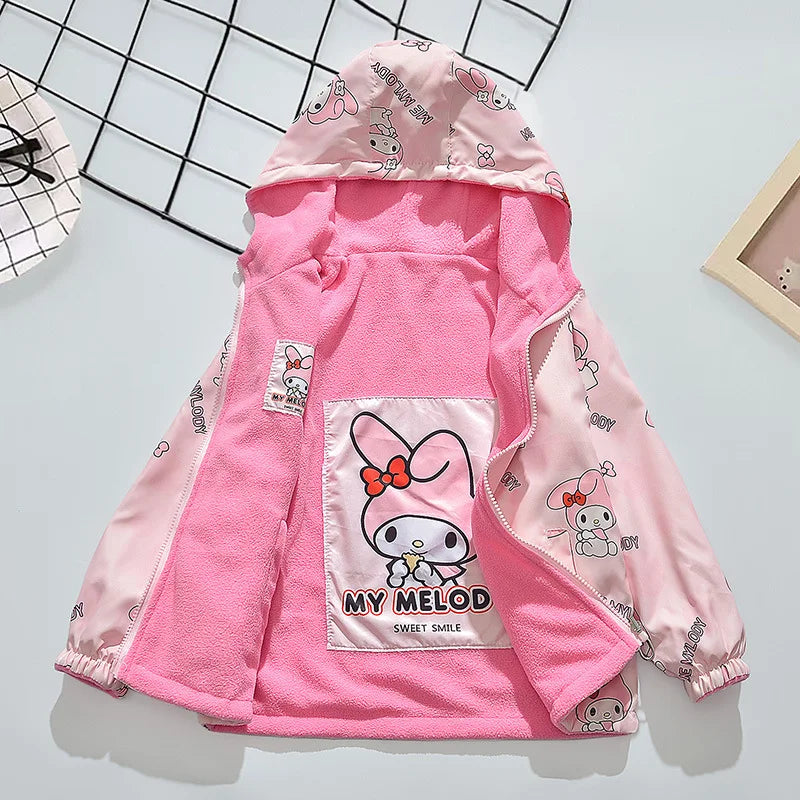 Girls Anime Cartoon Double-Sided Printed Hooded Coats