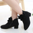 Kids Girls Suede Low Heels Short Ankle Warm Boots childrensterritory