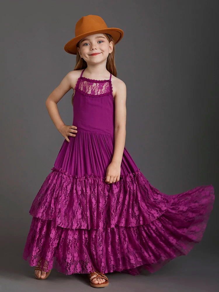 Girls Sleeveless Long Princess Dresses childrensterritory