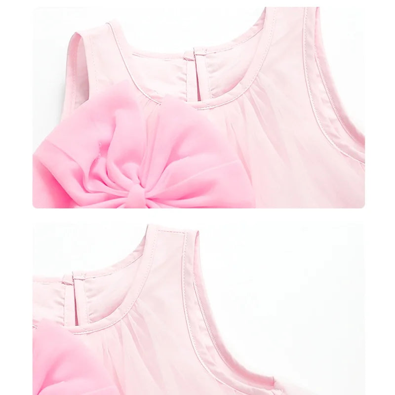 Little Girls Stylish Bow Design A-Line Princess Yarn Skirt Dresses
