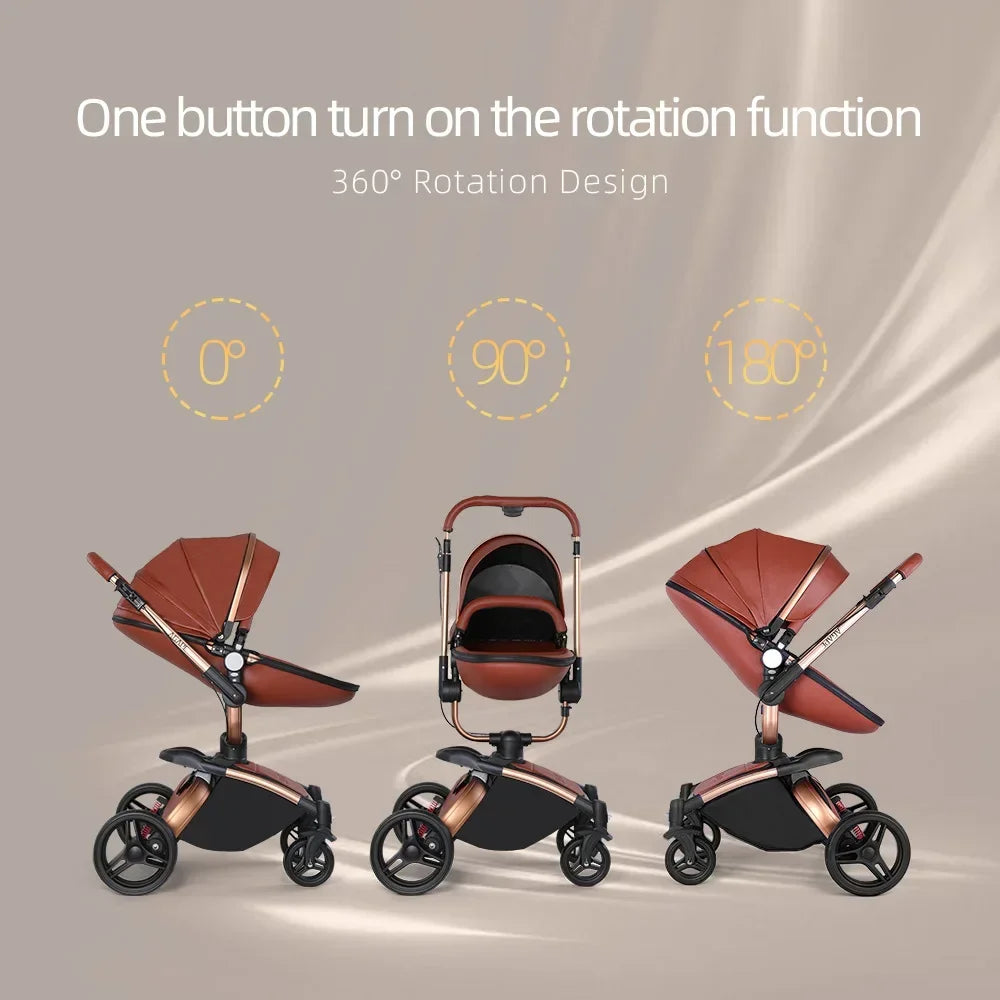 3 in 1 Baby High Land-scape Stroller with Bassinet &amp; Folding Carriage