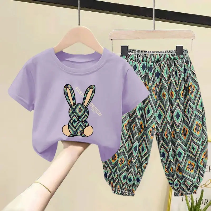 Kids Girls Korean Style Summer Two-piece Clothing Set