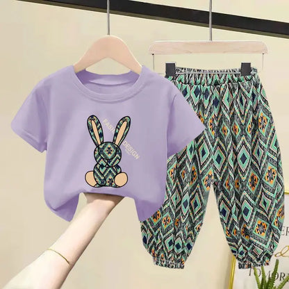 Kids Girls Korean Style Summer Two-piece Clothing Set