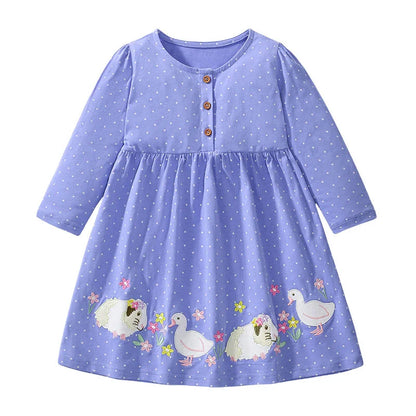 Cartoon Animals Embroidery Kids Girls Princess Frocks childrensterritory