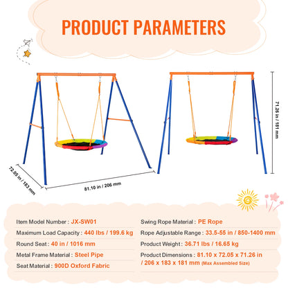 Outdoor Swing Set with 1 Saucer Swing Seat for Kids childrensterritory