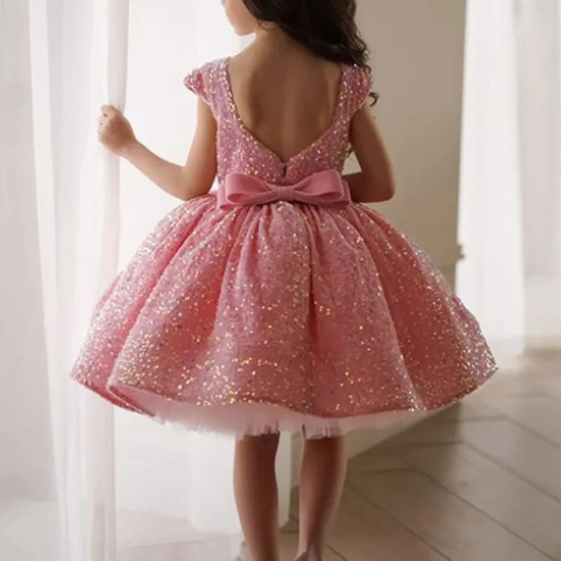 Glitter Sequin Baby/Kids Girls Puffy Formal Party Dress/Gown
