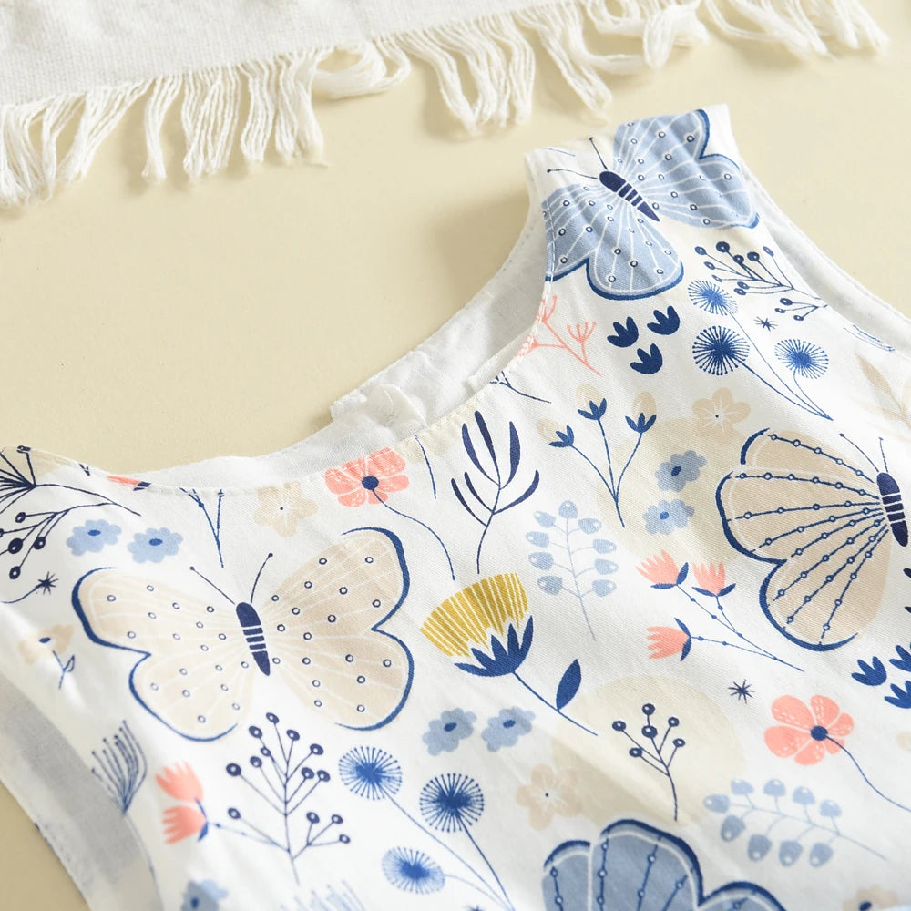 Kid Girls Floral and Butterfly Print Summer Dresses childrensterritory