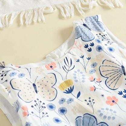 Kid Girls Floral and Butterfly Print Summer Dresses childrensterritory